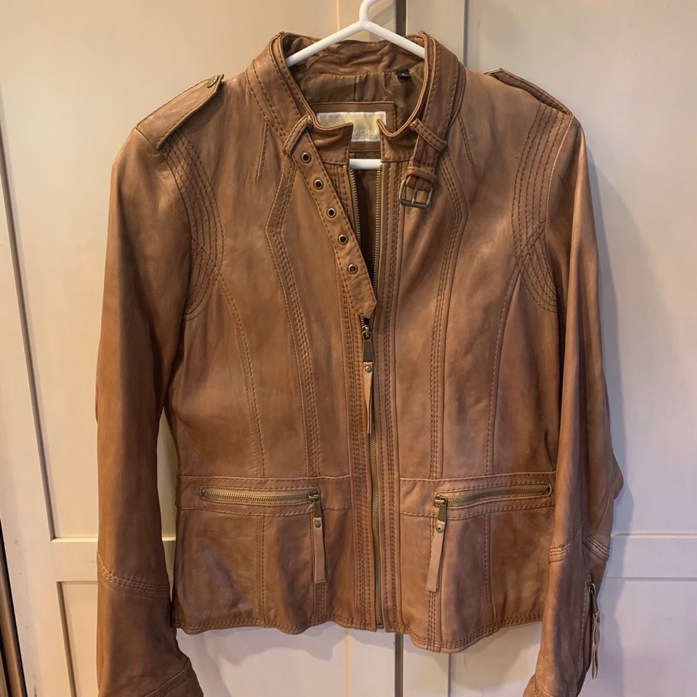 Michael Kors Brown Leather Jacket